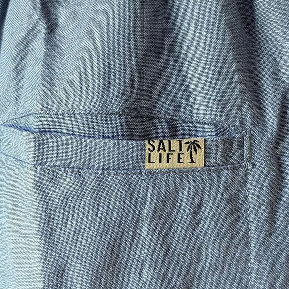 Salt Life Women's Linen Blend Elastic Waist Drawstring Pant Coastal Blue S NWT - Picture 12 of 12